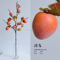 Enkelstammige 8-koppige granaatappel Guava Punica Granatum oranje rood 88cm Kunstmatige vruchten Ecologisch Hoogwaardig Thanksgiving