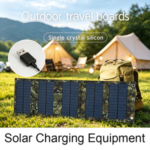 แผงโซลาร์เซลล์แบบพับได้ 60W เครื่องชาร์จ USB แบบโมโนคริสตัลไลน์ลายพรางกลางแจ้งแบบพกพาสำหรับการตั้งแคมป์เดินป่า - Product Image 5