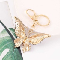 Nouveau porte-clés en cuir avec strass en cristal, motif papillon, pendentif animal insecte tendance, petit cadeau créatif