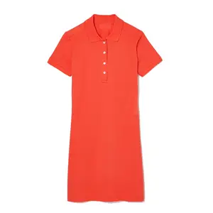 2023 Custom High Quality Cotton Women's Dresses Regular Fit Orange Pique Women Sexy Summer Dresses