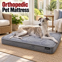Matelas orthopédique pour chien à marque privée avec tissu géométrique gris et surpiqûres ondulées pour la literie de vente au détail