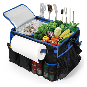 Carrito de parrilla grande con bolsa de refrigeración, bolsa de accesorios para barbacoa, cesta de Picnic con toallero de papel y bolsillo para condimentos - Product Image 1