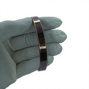 Vintage <b>Copper</b> Alloy Magnetic Adjustable Geometric Cuff <b>Bangle</b> for Unisex Arthritis Pain Relief with Antique <b>Copper</b> Plating - Product Image 4
