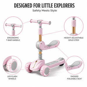 Patinete plegable de 3 ruedas para niños con altura ajustable - Product Image 2