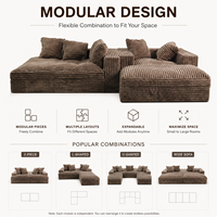 Canapé modulaire en velours côtelé personnalisé, mousse haute densité compressible, canapé de salon