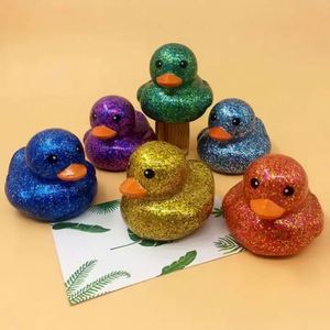 2.95 Inch Glitter Rubber Ducks Toy 6 Colors Assortment <b>Bath</b> Gifts Fidget Stress Relief Toys for Baby Kids Showers Summer Pool - Product Image 2