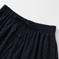 Shorts décontractés pour femme 100% Coton avec broderie anglaise raffinée, taille élastique, coupe ample et jambe large, pour l'été