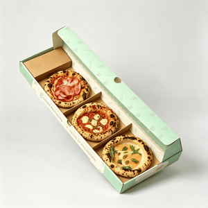 Boîte à <span class=keywords><strong>pizza</strong></span> personnalisée à 3 compartiments, <span class=keywords><strong>emballage</strong></span> en carton alimentaire pour mini-pizzas, boîte à emporter écologique - Product Image 6