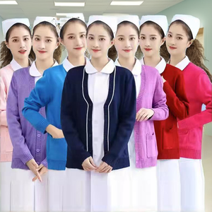 High Quality Women's Nurses <b>Cardigan</b> Sweater Winter Cold Hospital Doctor Pullover Wool Sweater Jacket - Product Image 2