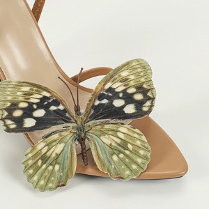 Sandales à talons pour femmes en gros, à bout pointu, avec talons aiguilles 3D peints - Élégantes chaussures à talons hauts abricot - Product Image 5