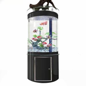 현대식 실내 반원형 바닥 필터형 거실용 유리벽 산소 어항 (금붕어 수조) - Product Image 5