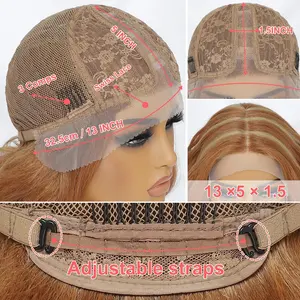 Parrucche Latisha con Frontale in Pizzo Sintetico, 24 Pollici, Marrone <span class=keywords><strong>Chiaro</strong></span>, Cappuccio Piccolo, Onda Afro, Densità 180%, Punte Spesse, <span class=keywords><strong>Capelli</strong></span> Afro con Baby Hair per Donne - Product Image 5