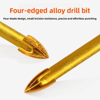 Forets à carrelage croisés pour verre, céramique, béton, ouvre-trous en alliage, foret à verre à tige hexagonale triangulaire 6-12mm