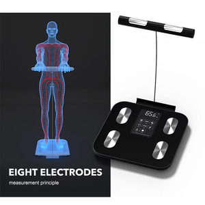 <span class=keywords><strong>Balance</strong></span> de pesée corporelle personnelle à 8 électrodes en verre ITO noir, <span class=keywords><strong>avec</strong></span> capteur de <span class=keywords><strong>poignée</strong></span>, test de la graisse corporelle - Product Image 3