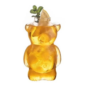 Botella de Vidrio de Borosilicato de 350 ml (12 oz) con Forma de Oso, Linda Botella de Vidrio para Beber, Copa de Vino, Maceta con Pajita de Vidrio - Product Image 1