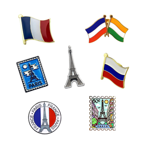 Spille con Bandiera Nazionale Francese, Badge Personalizzati in Smalto Morbido con Monumenti di Parigi, Souvenir Magnetici Francesi all'Ingrosso - Product Image 1