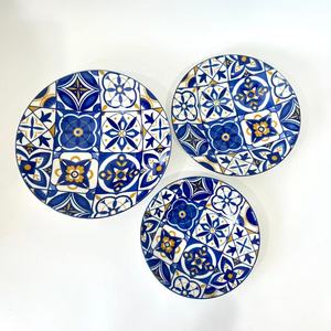 Service de vaisselle en porcelaine moderne à motif mosaïque bleu et or, vaisselle sur glaçure pour la maison/événements, dîner à domicile - Product Image 4