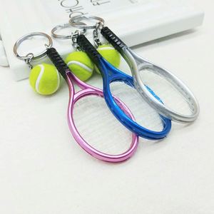 Wholesale Custom Tennis Racket Metal Keychain Creative Sports <b>Keyring</b> Handmade Bag Pendant for Athletic Gift Bulk Orders - Product Image 4