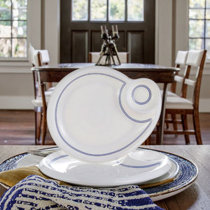 Nieuwe Stijl 9.6 Inch Zee Slak Ontwerp Melamine Witte Diner Plaat Met Blauwe Rand - Product Image 4