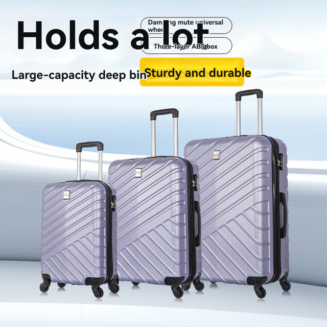 Custom ABS Luggage Set Foreign Trade 20/24/28 Inch 3-Piece Spinner Suitcase Student Lockable Travel Luggage Sturdy Durable