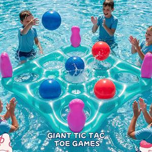 Jeu de piscine gonflable 2-en-1 coloré en PVC Tic Tac Toe et Lancer d'anneaux avec balles et anneaux pour enfants et adultes MAKE WAVES - Product Image 6