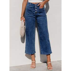 Sidefeel, pantalones vaqueros de pierna recta de cintura alta para mujer, pantalones vaqueros holgados abotonados con piernas anchas y bolsillos, talla ASIN B0D1QZD3YX - Product Image 5