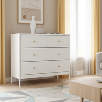 Commode blanche moderne à 4 tiroirs, écologique, pour enfants, armoire de rangement, chambre d'enfant, placard de bébé, table de chevet, salon