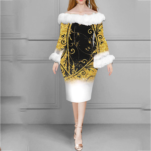 Automne décontracté filles nouveauté à manches longues robe parfaite dames <span class=keywords><strong>tenue</strong></span> femmes noël mode moelleux col robe moulante - Product Image 6