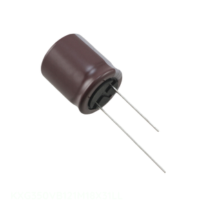 ตัวแทนจำหน่ายอย่างเป็นทางการ KXG350VB121M18X31LL คาปาซิเตอร์อะลูมิเนียม 120UF 20% 350V แบบ Radial 120 uF ชนิด Through Hole - Product Image 1