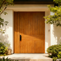Porte d'entrée de luxe personnalisée pour maisons, en aluminium, avec panneau en bois, insonorisée, design moderne, portes extérieures