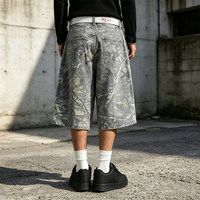 Shorts cargo camouflage personnalisables avec logo, imprimé intégral, poches utilitaires, en jean, taille mi-haute avec cordon de serrage, pour hommes