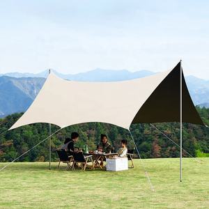 Grande bâche de camping hexagonale imperméable avec revêtement noir, légère, abri pour la randonnée en plein air - Product Image 1