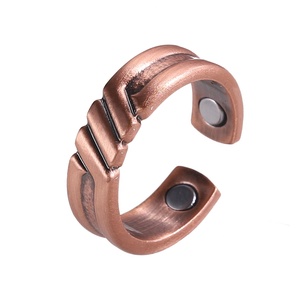 Vintage Classic Copper Magnetic <b>Ring</b> with Natural Stone Geometric Design for <b>Men</b> Women Wedding Engagement Gift for Anniversaries - Product Image 1