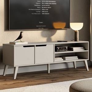 カスタムシンプルスタイル引き出しテレビスタンドライトホワイトとグレーフラットデザインエンターテインメントテーブルメディアコンソールサイドボード - Product Image 4