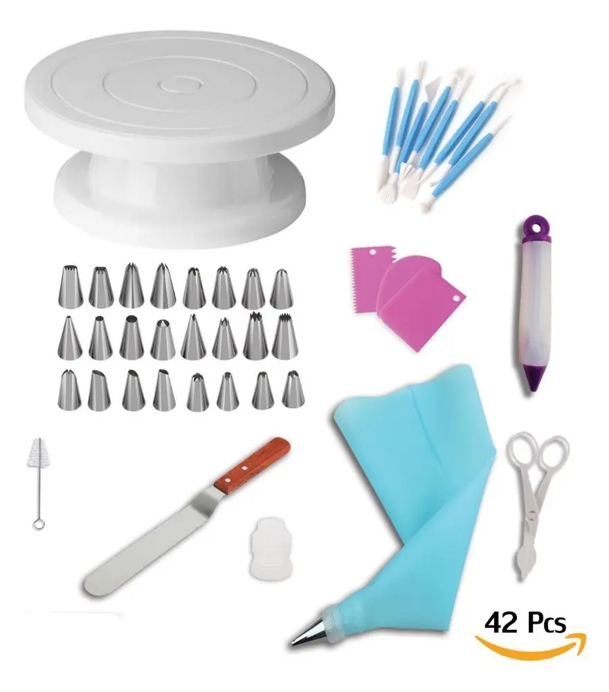 42-delige Taartdecoratiebenodigdheden Set Met 24 Stuks Taartnozzles 8 Stuks Fondant Gereedschap