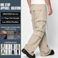 Vente directe d'usine hommes Baggy Cargo pantalons de survêtement couleur foncée froissé respirant hommes Cargo pantalon avec poche décoration