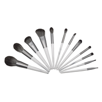 Lot de 12 pinceaux de maquillage carrés plats or rose, poils synthétiques doux pour fond de teint, anticernes, contour, fard à paupières et estompage