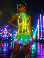 Combinaison courte à plumes lumineuses LED pour femmes, combinaison à plumes colorées RGB, tenue de festival rave, costume pour le carnaval