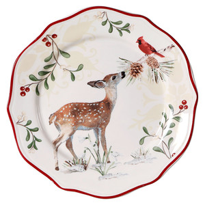 cerf de noël, cofet cadeau et arbres avec de la neige. composition