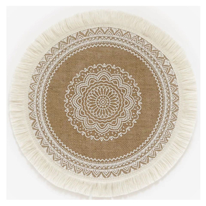 Wholesale Bohemian round Linen Cotton Placemat Durable Waterproof Paper Place Mats for Wedding and Party Decorative <b>Tables</b> - Product Image 2