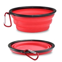 32oz 1L Grand Silicone Voyage Chien eau Pliable Pliable bols pour animaux de compagnie avec mousqueton