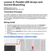 Kit électronique de laboratoire scolaire STEM : Carte de circuit à matrice LED parallèle avec résistances de dérivation de courant – Entraîneur de prototypage éducatif