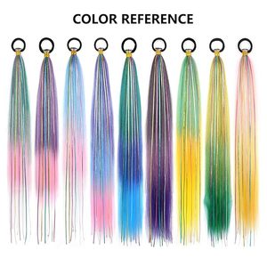 ผมต่อหางม้าแบบเส้นใยสังเคราะห์ขนาด 26 นิ้ว สีเหลืองเขียว พร้อมคลิปยางยืดสำหรับจัดแต่งทรงผมสำหรับงานปาร์ตี้ - Product Image 5