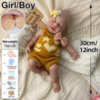 Adorable poupée reborn en silicone de 12 pouces, yeux fermés, expressions multiples, compagnon pour personnes âgées, utilisation thérapeutique, vente en gros