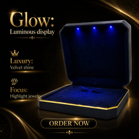 Boîte à bijoux LED 2 pièces personnalisable avec logo, en cuir de luxe, petite quantité minimale de commande, pour bagues, colliers, boucles d'oreilles, bracelets, prête à être expédiée, en stock