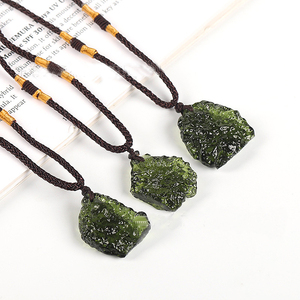 Wholesale Czech Meteorite <b>Crystal</b> Stone <b>Pendant</b> Necklace Irregular Green Stone Necklace <b>for</b> Gifts - Product Image 4