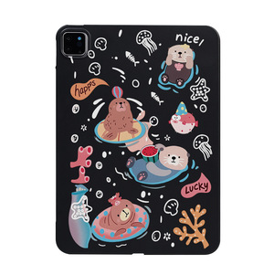 Étui souple pour tablette style Ins, motif mignon de loutre noire, housse de protection fine pour iPad 11, Xiaomi, Samsung – Fournisseur d'usine - Product Image 2