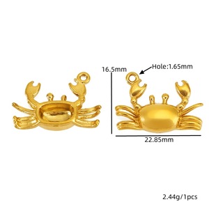 Pendentif en acier inoxydable plaqué or 18 carats en forme de vélo, poisson, crabe pour la fabrication de colliers, apprêts de bijoux, formes variées - Product Image 3
