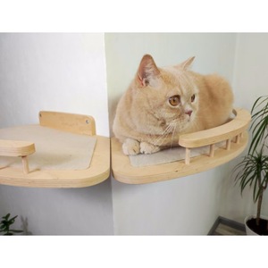 Wooden Wall Mounted Cat Shelf 1 Level Solid Wood Floating Cat <b>Bed</b> For Cat <b>House</b> Furniture - Product Image 1