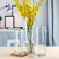Vase cylindrique en verre transparent de luxe moderne, fait main, grand format, pour la décoration de bureau, de la maison, de mariage, de table, minimaliste, restaurants